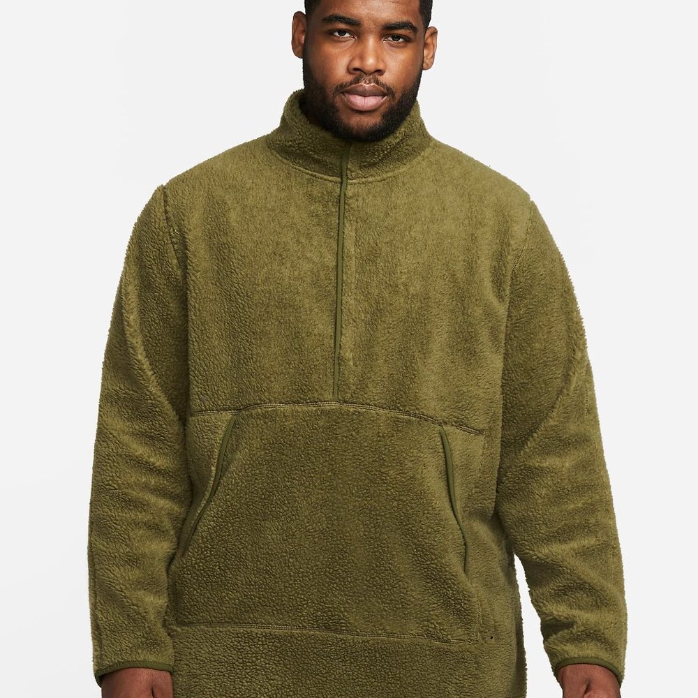 M  Nike Yoga Men's Fleece Sherpa Green Sweatshirt NWT $110